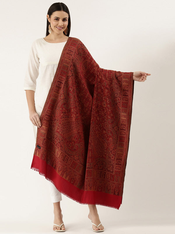 Women's Dil-kash Kashmiri Royal Paisley Design Jamawar Shawl (Size: 101 X 203 Cms)