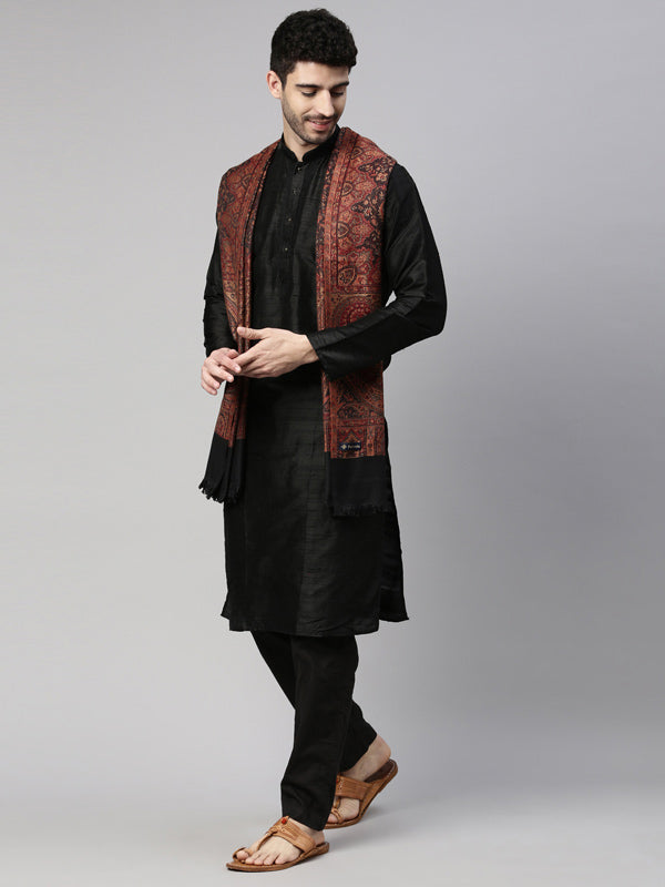 Men Zarif-e-Kashmir  Woven Design Shawl (SIZE: 101x203 CM, Black Color)