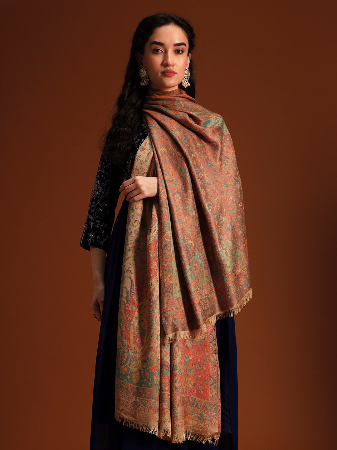 Women Floral Heritage Kaani Elegance Kashmiri Shawl