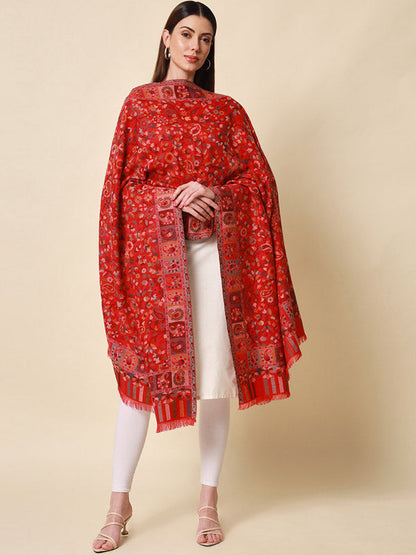 Women's Bahaar Kaani Wool Blend Kashmiri Shawl (Size 101X203 CM)