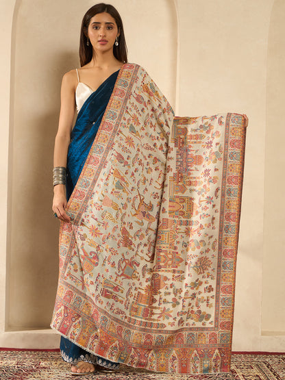 Women Gulrukh Zari Reversible Kaani Fine Wool Shawl