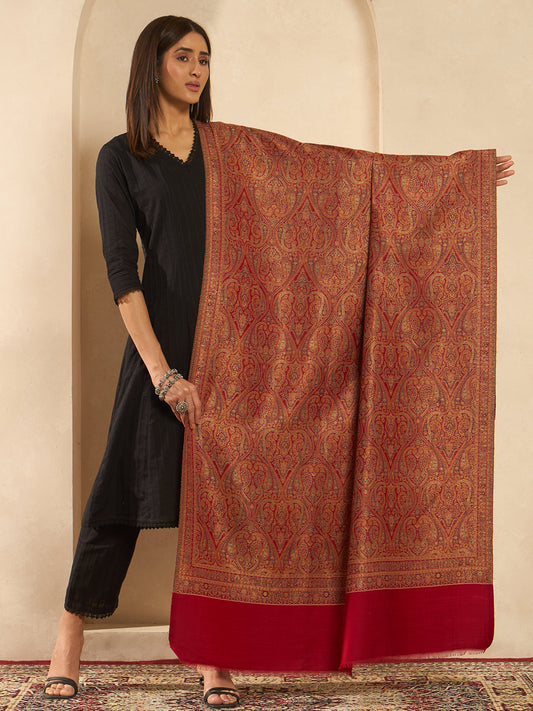 Women Regalis Zari Reversible Kaani Fine Wool Shawl