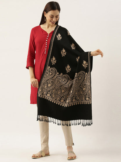 Women's Firdousi Aari Embroidered Kashmiri Stole (Size: 71x203 cm)