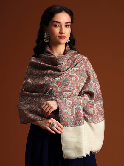 Women Gulnaar Royale Zari Reversible Kaani Fine Wool Shawl