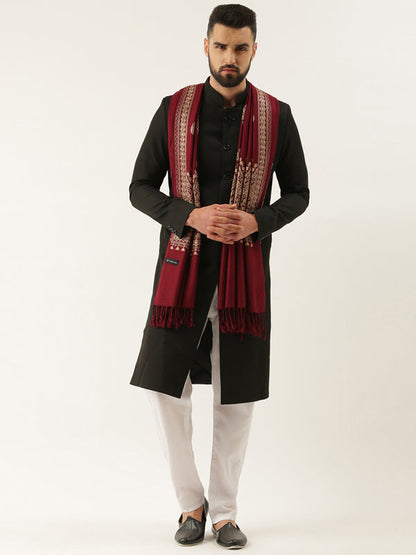 Menƒ??s Shalimaar Kashmiri Embroidery Stole ,Size 71X203 CM, Beige Color