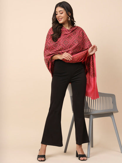 Women Surmai 100% Pure Wool Embroidered Shawl (Size 101X203 CM)