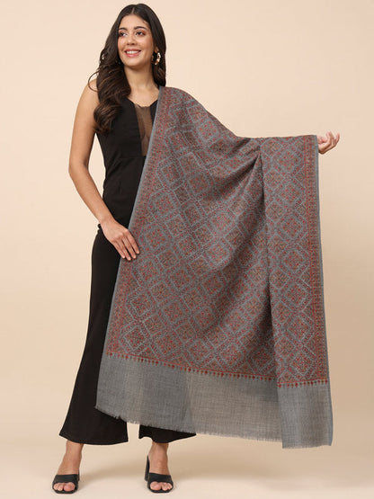 Women Surmai 100% Pure Wool Embroidered Shawl (Size 101X203 CM)