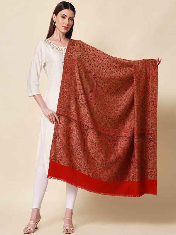 Women's Zarif-e-Kashmir Wool Blend Jamawar Shawl (Size: 101X203 CM)