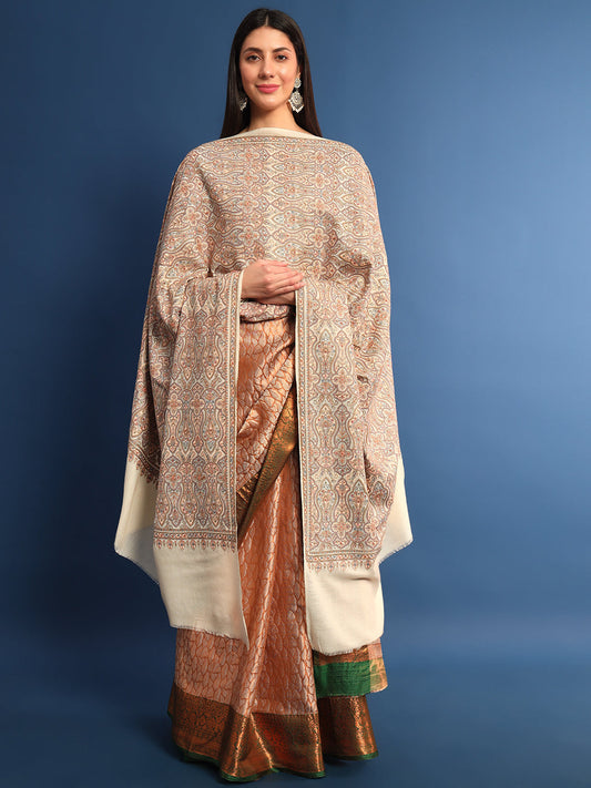 Pashmoda Womenƒ??s Gulsheren 100% Fine Wool Sozni Hand Embroidered Shawl (Size: 101x203 Cm)