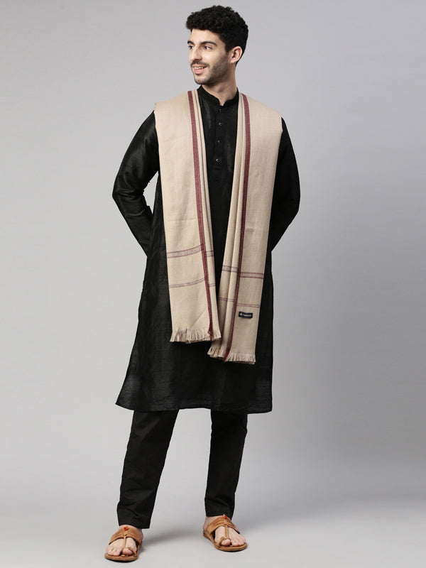 Men farhat Woven Design Shawl (Size  127x254 cms, Black Color)