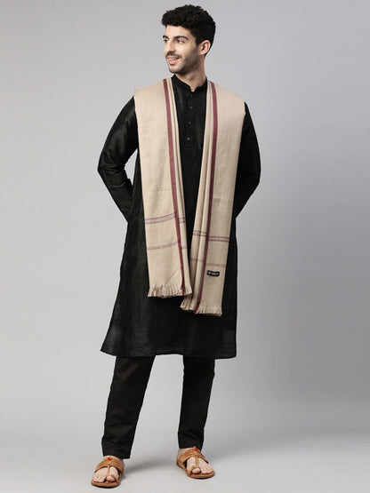 Men farhat Woven Design Shawl (Size  127x254 cms, Black Color)