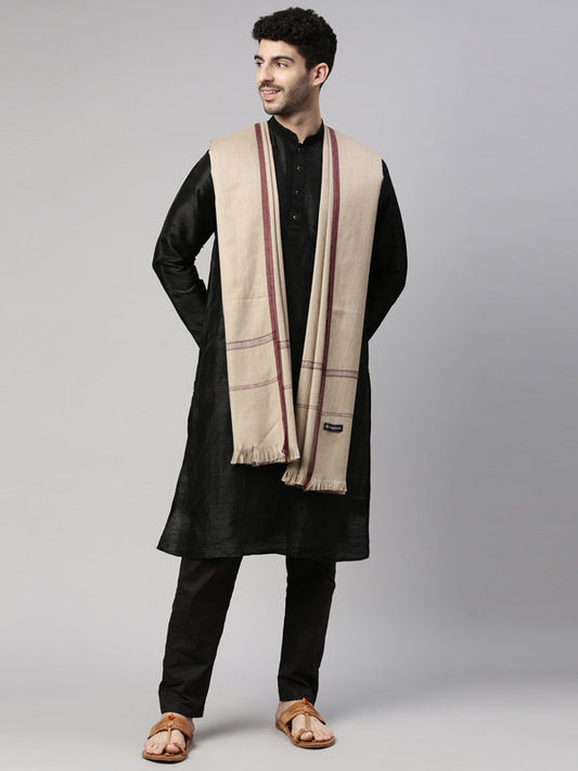 Men farhat Woven Design Shawl (Size  127x254 cms, Black Color)
