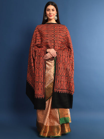 Pashmoda Womenƒ??s Gulsheren  100% Fine Wool Sozni Hand Embroidered Shawl (Size: 101x203 Cm)