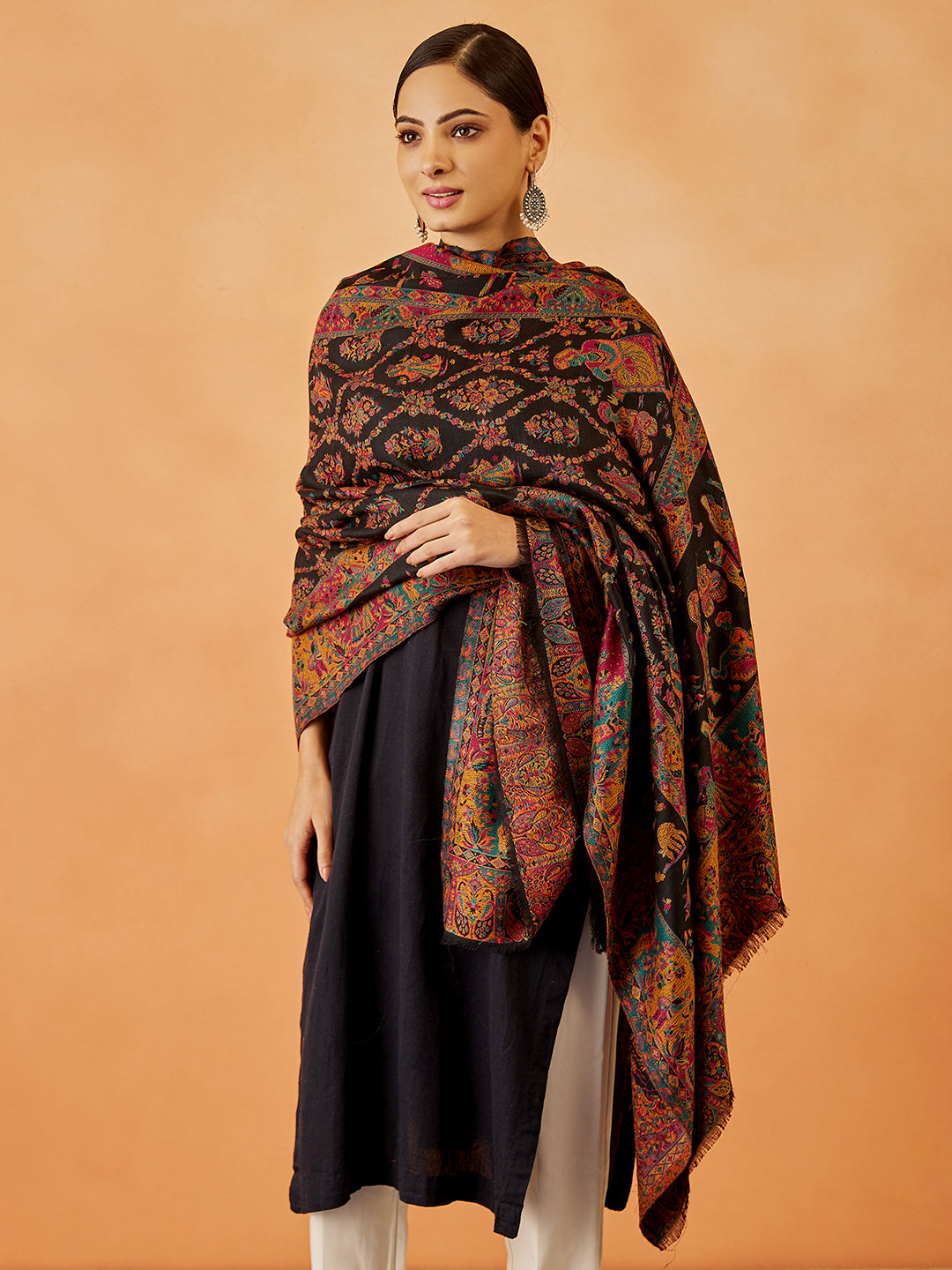 Gift Box of Gulbahar Kaani Wool Blend Kashmiri Shawl (Size: 101X203 CM)