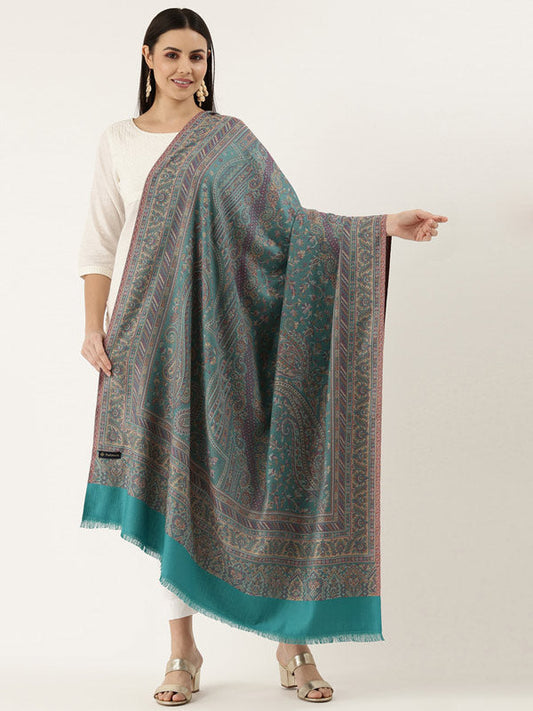 Women's Noor Kashmiri Royal Paisley Design Jamawar Shawl (Size: 101 X 203 Cms)