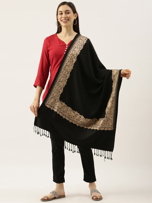 Women's Zarbaft Aari Embroidered Kashmiri Stole (Size: 71x203 cm)