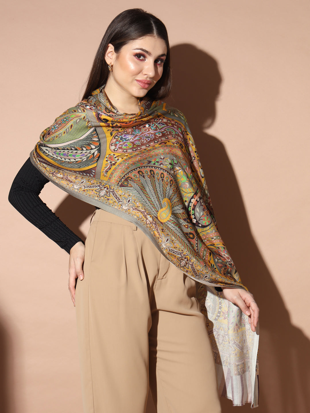 Gift Envelope of Zarbaft Multicoloured Printed Stole (Size : 71X203 CM)
