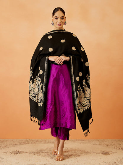 Women Nafeesa Kashmiri Aari Embroidery Stole (Size: 71x203 CM)