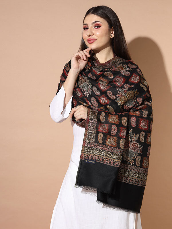 Women Firoza Woven Design Jamawar Shawl (Size 101X203 CM)