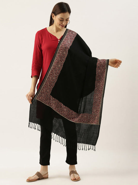 Women's Aaraish 100% Pure Wool Nalki Embroidered Stole (Size 71X203 CM)