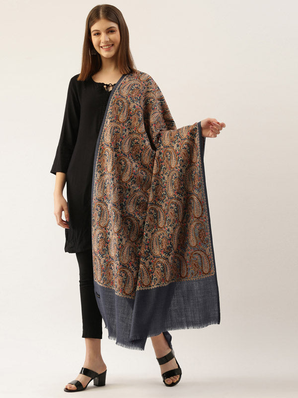 Women's Gulzaar 100% Pure Wool Aari Embroidered Shawl (Size : 101X203 CM)