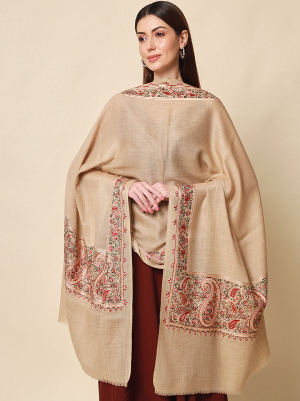 Women's Shahkaar 100% Pure Wool Nalki Embroidered Stole (Size 71x203 CM)