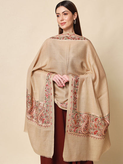 Women's Shahkaar 100% Pure Wool Nalki Embroidered Stole (Size 71x203 CM)