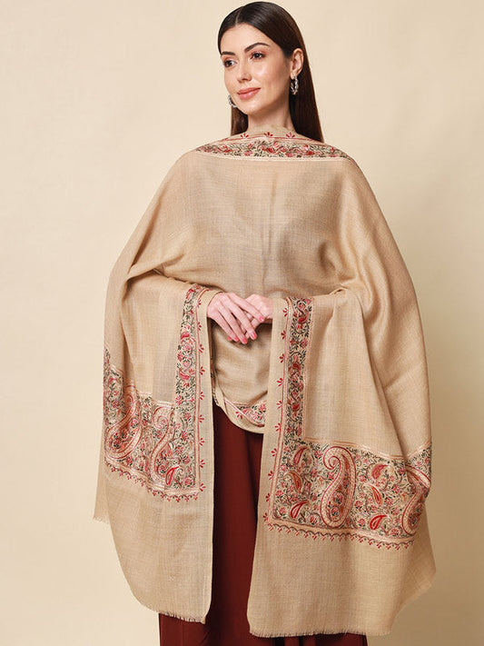 Women's Shahkaar 100% Pure Wool Nalki Embroidered Stole (Size 71x203 CM)
