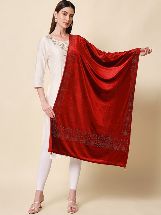 Women's Zehreen Velvet Crystal Shawl (Size 101X203 cms )
