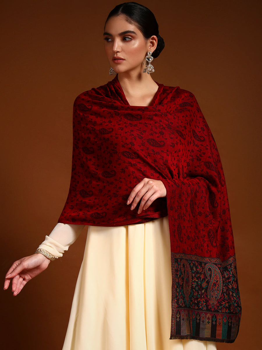 Pashmoda Women Gulpari Kaani Stole (Size : 71 × 203 cm)