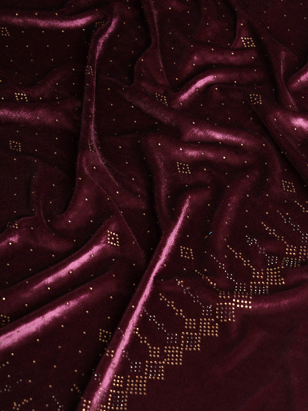 Womenƒ??s Makhamli Velvet Crystal Embellished Stole (Size 71X203 cms )