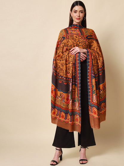 Women's Shahnaz 100% Pure Wool Printed Shawl (Size 101X203 CM)