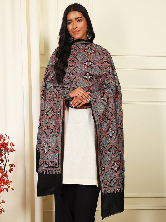 Pashmoda Womenƒ??s Zaira 100% Fine Wool Sozni Hand Embroidered Shawl (Size: 101x203 Cm)