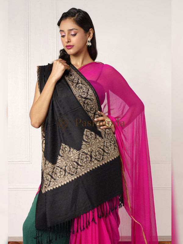 Women's Zarif Kashmiri Aari Embroidery Stole (Size: 71X203 CM)