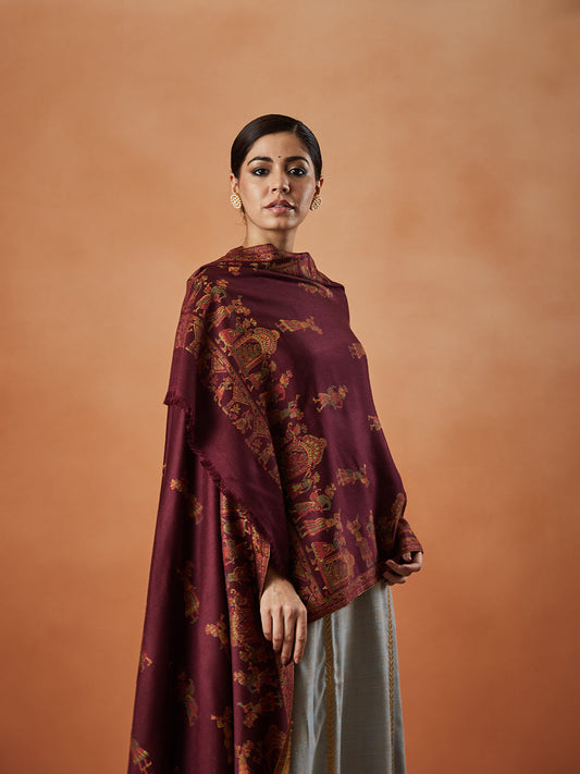 Pashmoda Women Pari mahal Kaani Stole Size:( 71X203 CM)