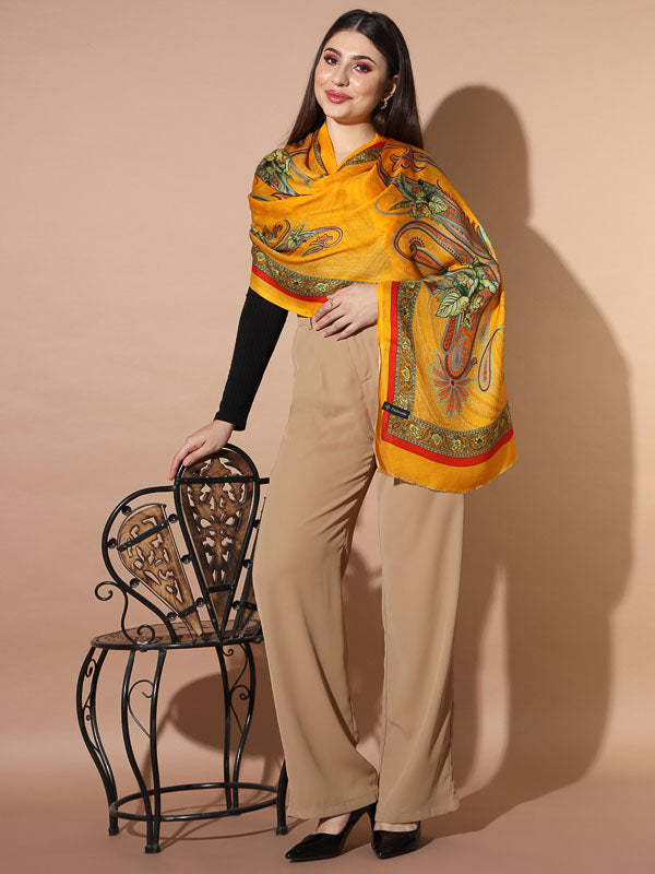 Women's Firdousi Multicoloured Printed Stole (Size : 71X203 CM)