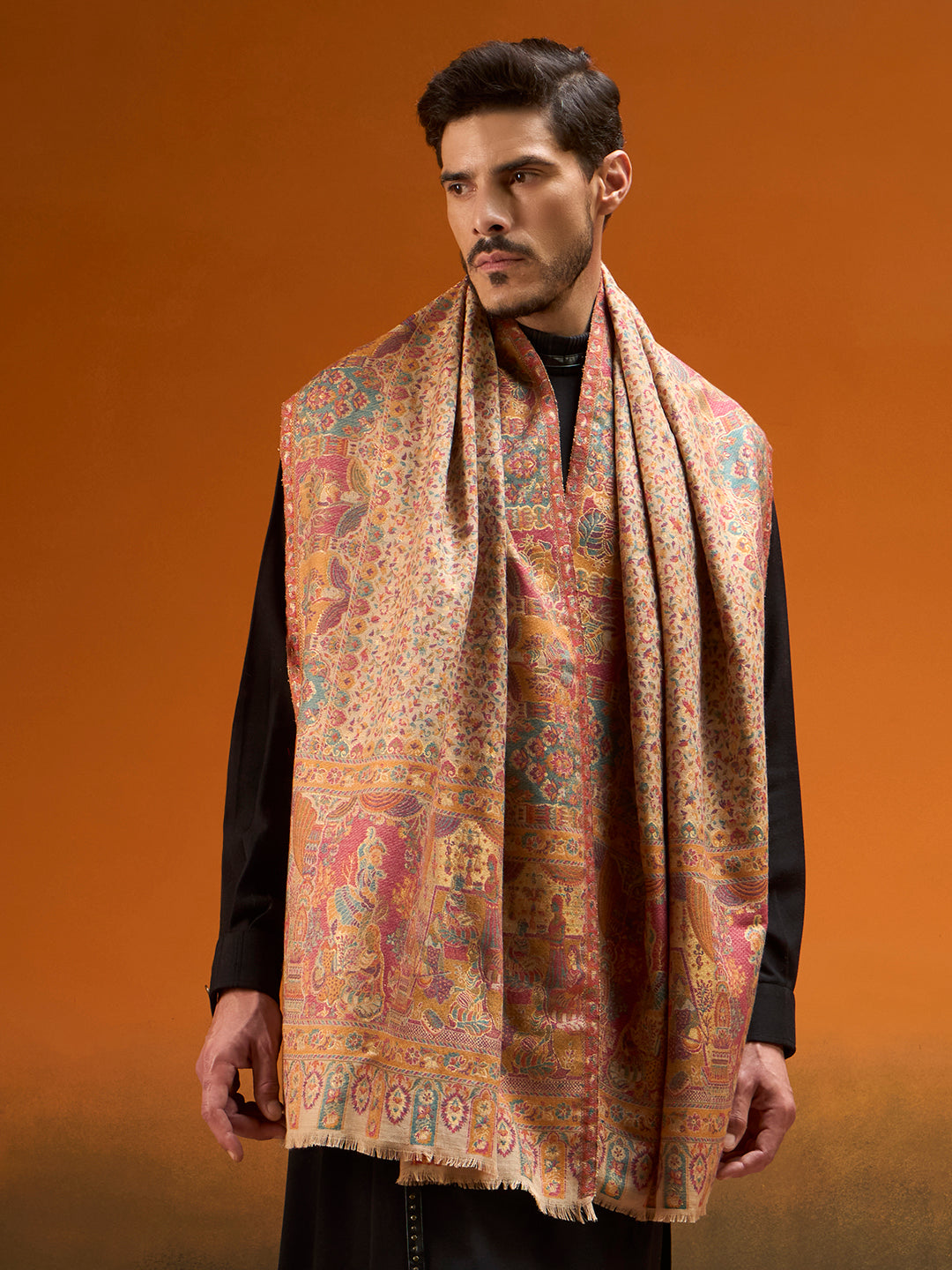 Men Persian Court Fine Wool Kaani Shawl