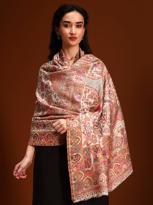Women Shahi Manzar Kaani Wool Blend Kashmiri Shawl