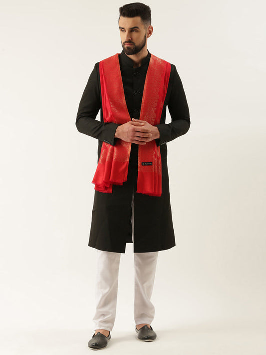 Men Nargis Kaani Stole with Zari Weave,  Size 71X203 CM