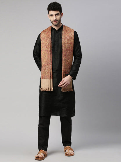 Men Zarif-e-Kashmir  Woven Design Shawl (SIZE: 101x203 CM, Brown Color)