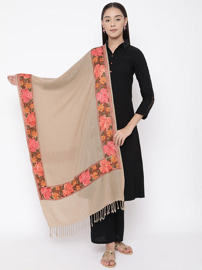 Women's Gulzaar 100% Pure Wool Aari Embroidered Kashmiri Stole (Size 71x203 cm)