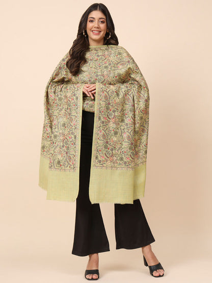 Women Gilkaari 100% Pure Wool Embroidered Shawl (Size 101X203 CM)