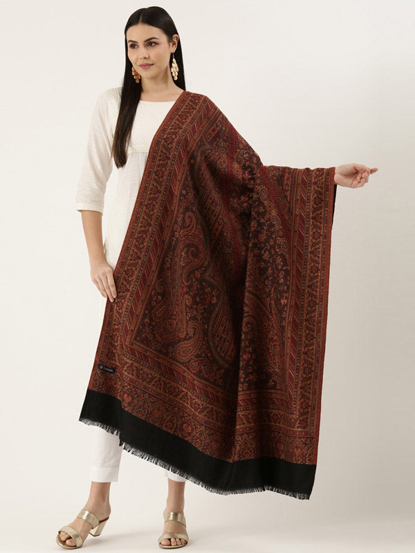 Women's Noor Kashmiri Royal Paisley Design Jamawar Shawl (Size: 101 X 203 Cms)