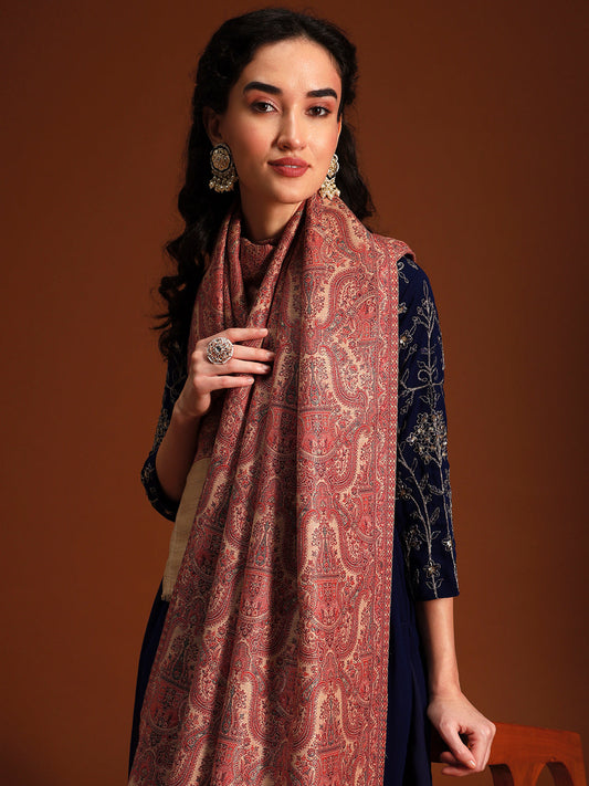 Women Gulnaar Royale Zari Reversible Kaani Fine Wool Shawl