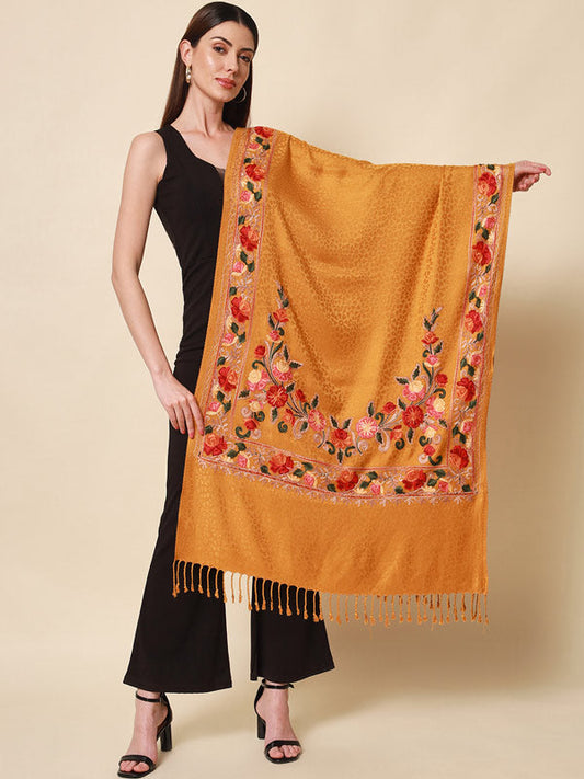 Women's khushnuma Kashmiri Aari Embroidery Stole (Size: 71X203 CM)