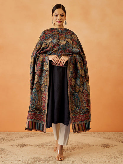 Women Gulnaz Kaani Wool Blend Kashmiri Shawl (Size: 101x203 CM)