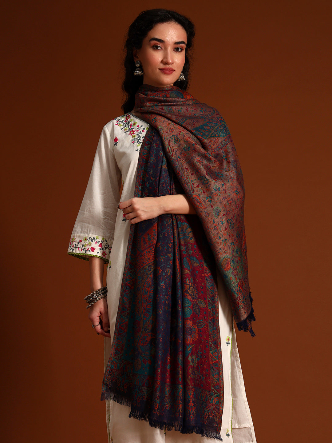 Women Floral Heritage Kaani Elegance Kashmiri Shawl