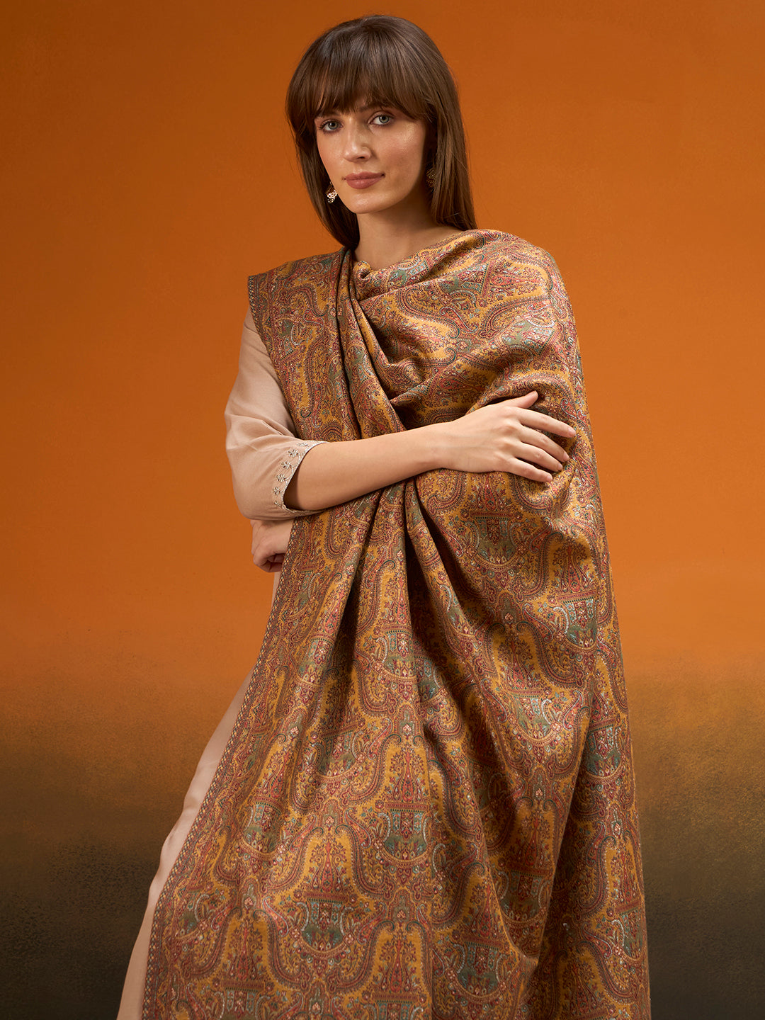 Women Gulnaar Royale Zari Reversible Kaani Fine Wool Shawl