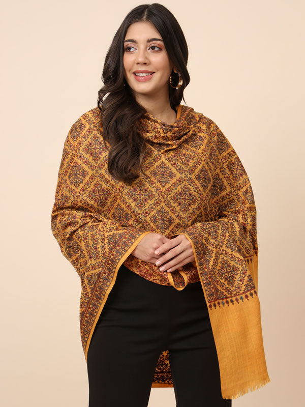 Women Surmai 100% Pure Wool Embroidered Shawl (Size 101X203 CM)