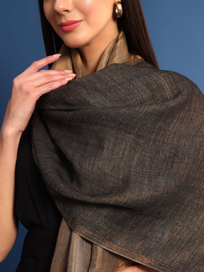 Pashmoda Womenƒ??s Zarish Reversible Zari Moonlight Fine Wool Stole (Size: 71x203 Cm)